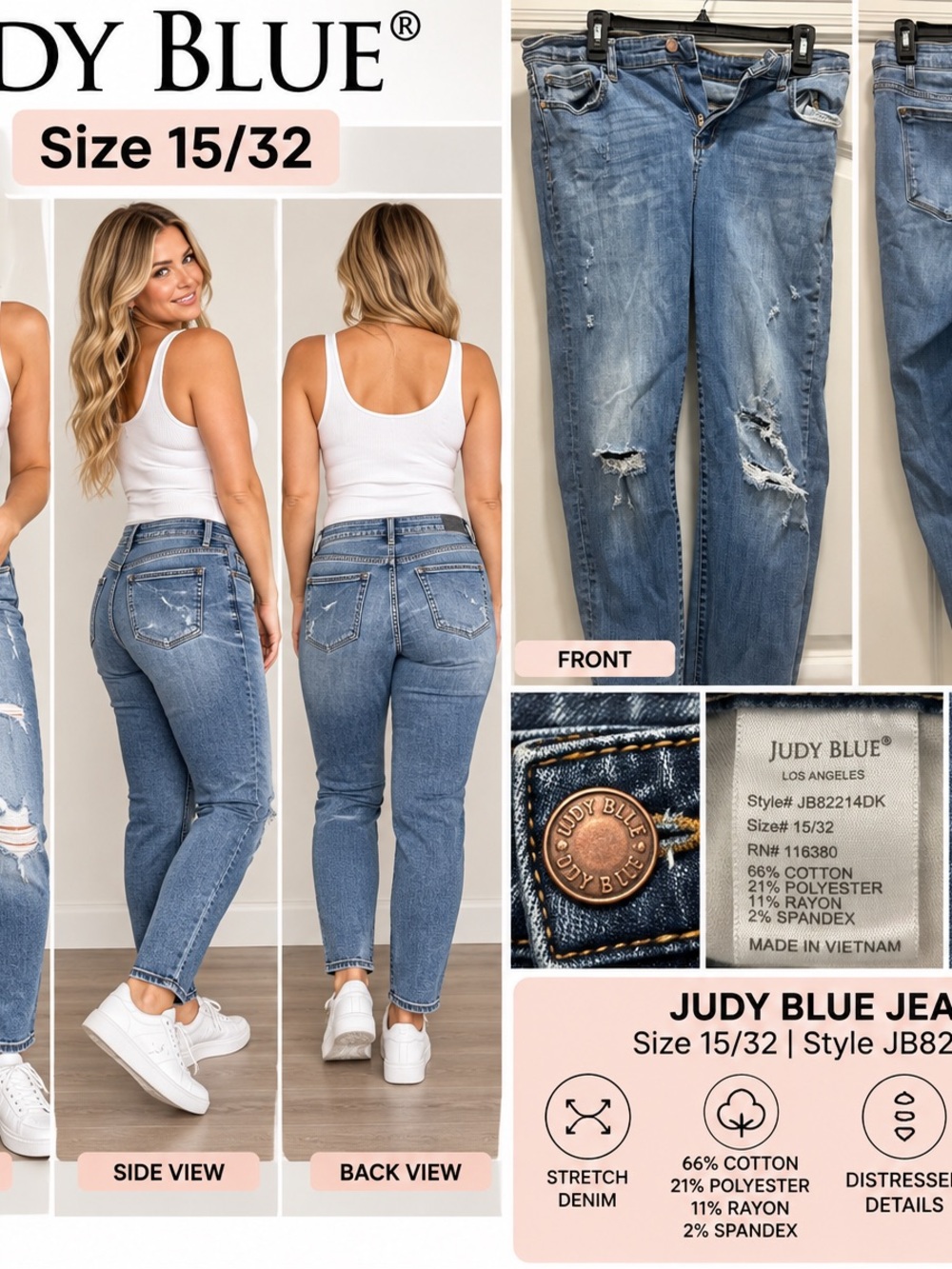Judy Blue Light Wash High-Rise Distressed Jeans